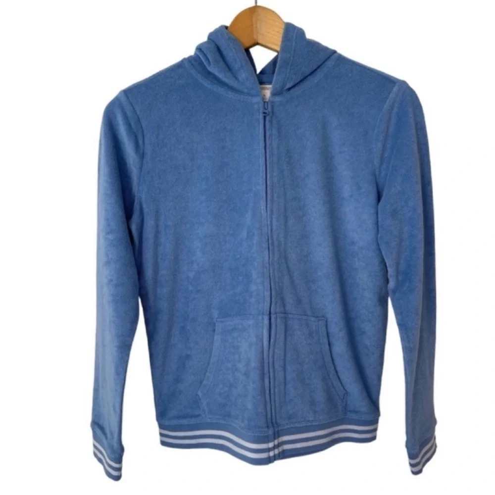 Gymboree Terrycloth Hooded Jacket Zip Up Cornflower Blue NWT Girls Size 14 (XL)